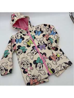 Girls Disney Minnie Mouse Beige Pink Raincoat 3T